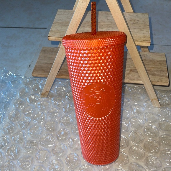 🧡NEW Starbucks Orange Pearlized Bling Studded Tumbler 🍁 - Picture 3 of 8